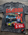 JEFF GORDON Jumbo Print Acid Washed Vintage 90s Style Heavyweight T Shirt