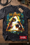 DEF LEPPARD Jumbo Print Acid Washed Vintage 90s Style Heavyweight T Shirt