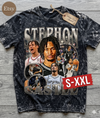 STEPHON CASTLE Jumbo Print Acid Washed Vintage 90s Style Heavyweight T Shirt