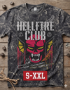 HELLFIRE CLUB Jumbo Print Acid Washed Vintage 90s Style Heavyweight T-Shirt