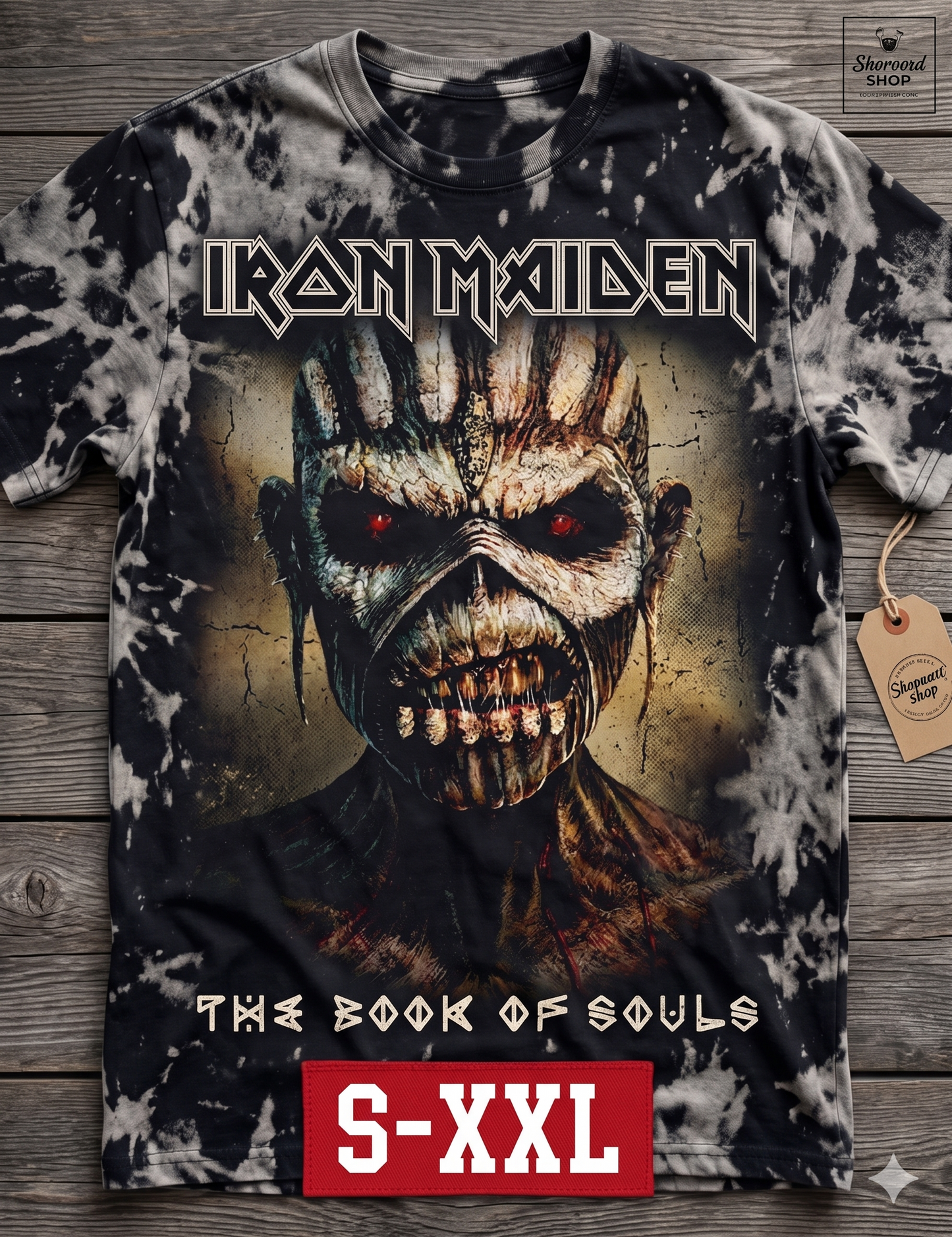 METAL LEGENDS Jumbo Print Acid Washed Vintage 90s Style Heavyweight T Shirt