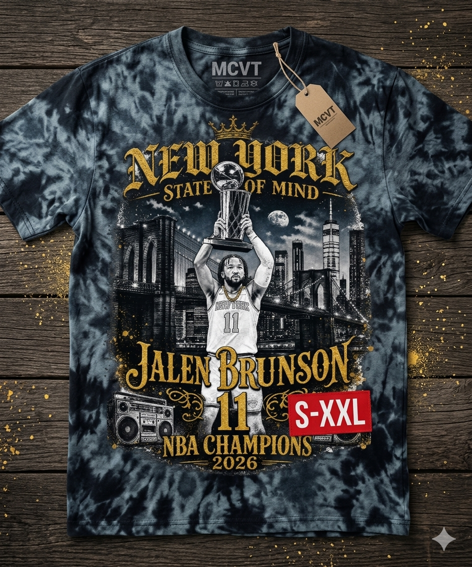 JALEN BRUNSON Jumbo Print Acid Washed Vintage 90s Style Heavyweight T-Shirt