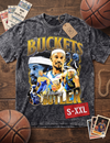 JIMMY BUCKETS Jumbo Print Acid Washed Vintage 90s Style Heavyweight T Shirt