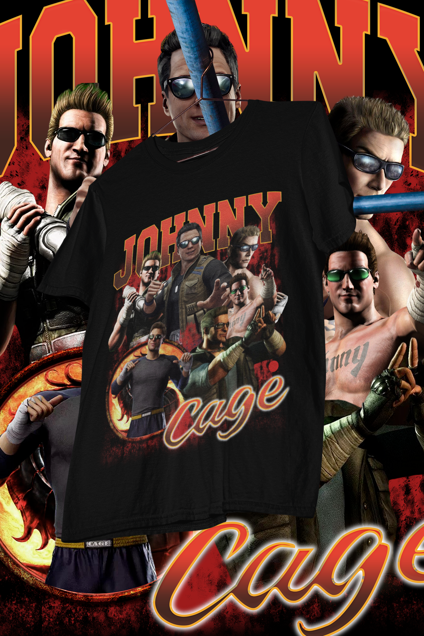 JOHNNY CAGE -shirt design, Bootleg tees design, ready to print, Printable design basketball, 90s, DTF,DTG,300 DPI
