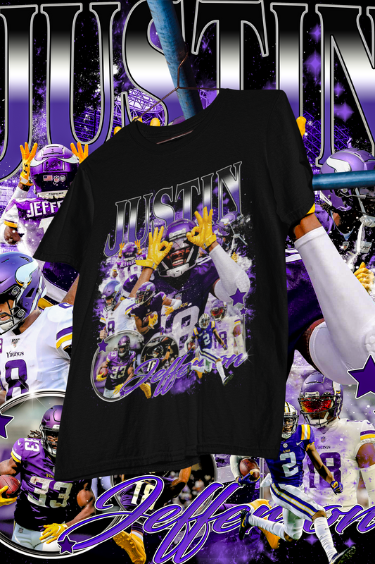 JUSTIN JEFFERSON -shirt design, Bootleg tees design, ready to print, Printable design basketball, 90s, DTF,DTG,300 DPI