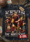KEVIN DEBRUYNE Jumbo Print Acid Washed Vintage 90s Style Heavyweight T-Shirt