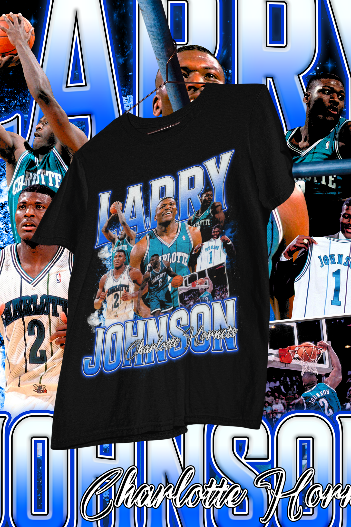 LARRY JOHNSON-shirt design, Bootleg tees design, ready to print, Printable design basketball, 90s, DTF,DTG,300 DPI