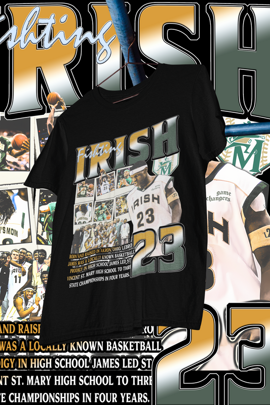 LEBRON JAMES IRISH-shirt design, Bootleg tees design, ready to print, Printable design basketball, 90s, DTF,DTG,300 DPI