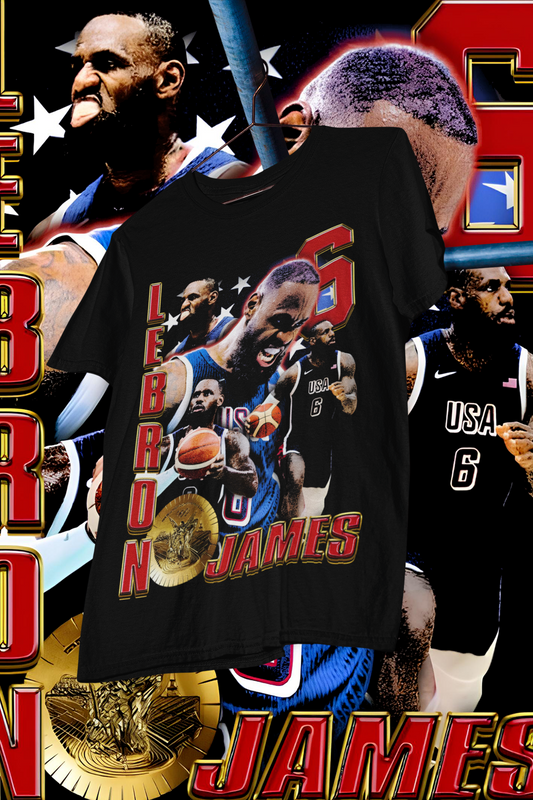 LEBRON JAMES USA 6-shirt design, Bootleg tees design, ready to print, Printable design basketball, 90s, DTF,DTG,300 DPI
