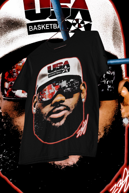 LEBRON JAMES USA BIG FACE-shirt design, Bootleg tees design, ready to print, Printable design basketball, 90s, DTF,DTG,300 DPI