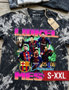 LIONEL MESSI Jumbo Print Acid Washed Vintage 90s Style Heavyweight T-Shirt
