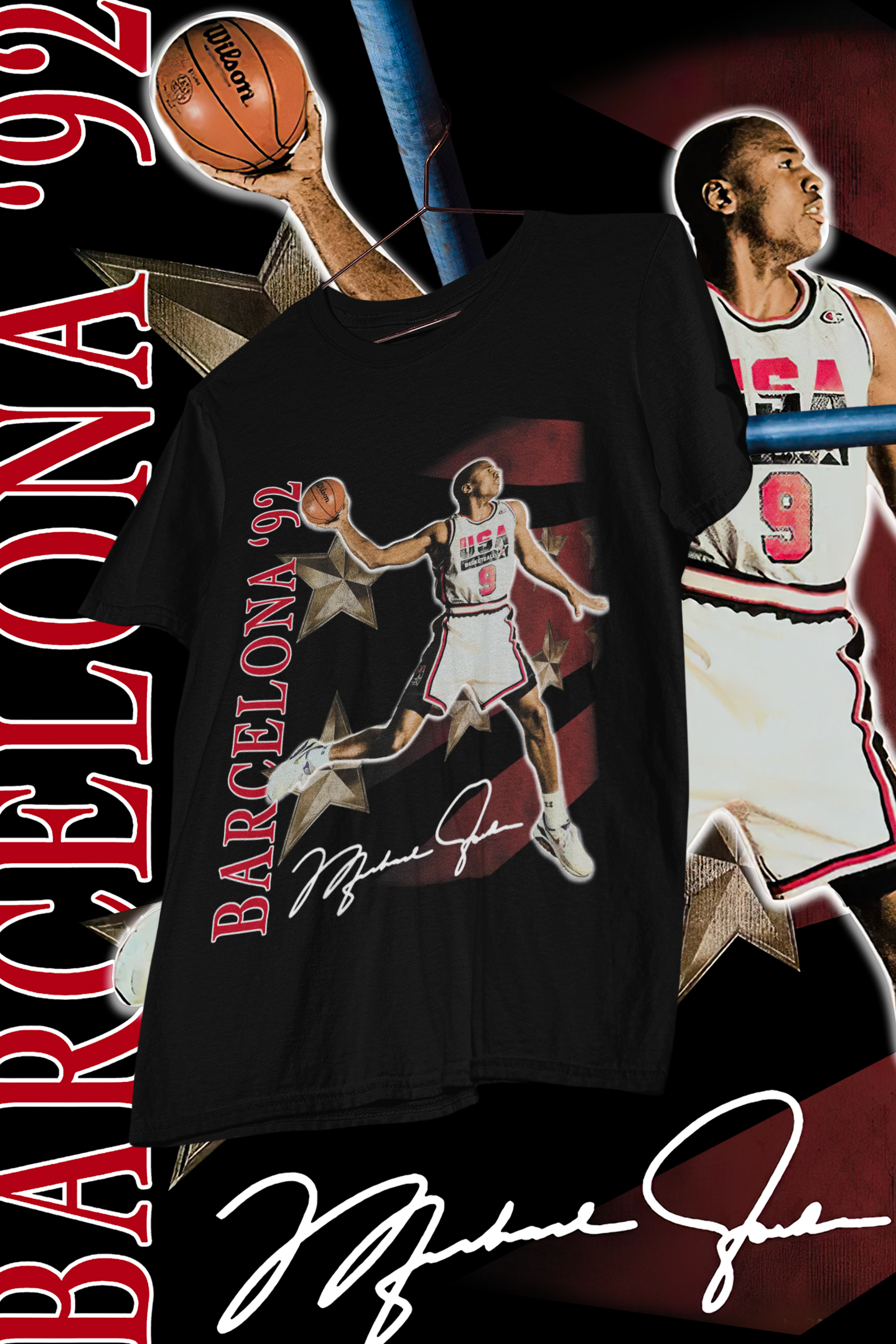 MICHAEL JORDAN 92 BARCELONA- shirt design, Bootleg tees design, ready to print, Printable design basketball, 90s, DTF,DTG,300 DPI