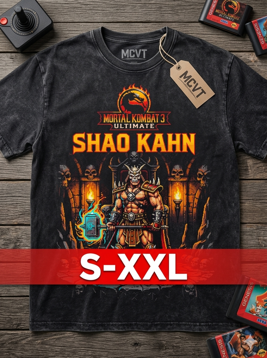 SHAO KAHN Jumbo Print Acid Washed Vintage 90s Style Heavyweight T-Shirt