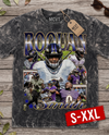 ROQUAN Jumbo Print Acid Washed Vintage 90s Style Heavyweight T-Shirt