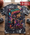 STEPHON CASTLE Jumbo Print Acid Washed Vintage 90s Style Heavyweight T Shirt