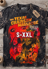 TEXAS CHAINSAW MASSACRE Jumbo Print Acid Washed Vintage 90s Style Heavyweight T-Shirt