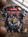 DUNK KING Jumbo Print Acid Washed Vintage 90s Style Heavyweight T Shirt