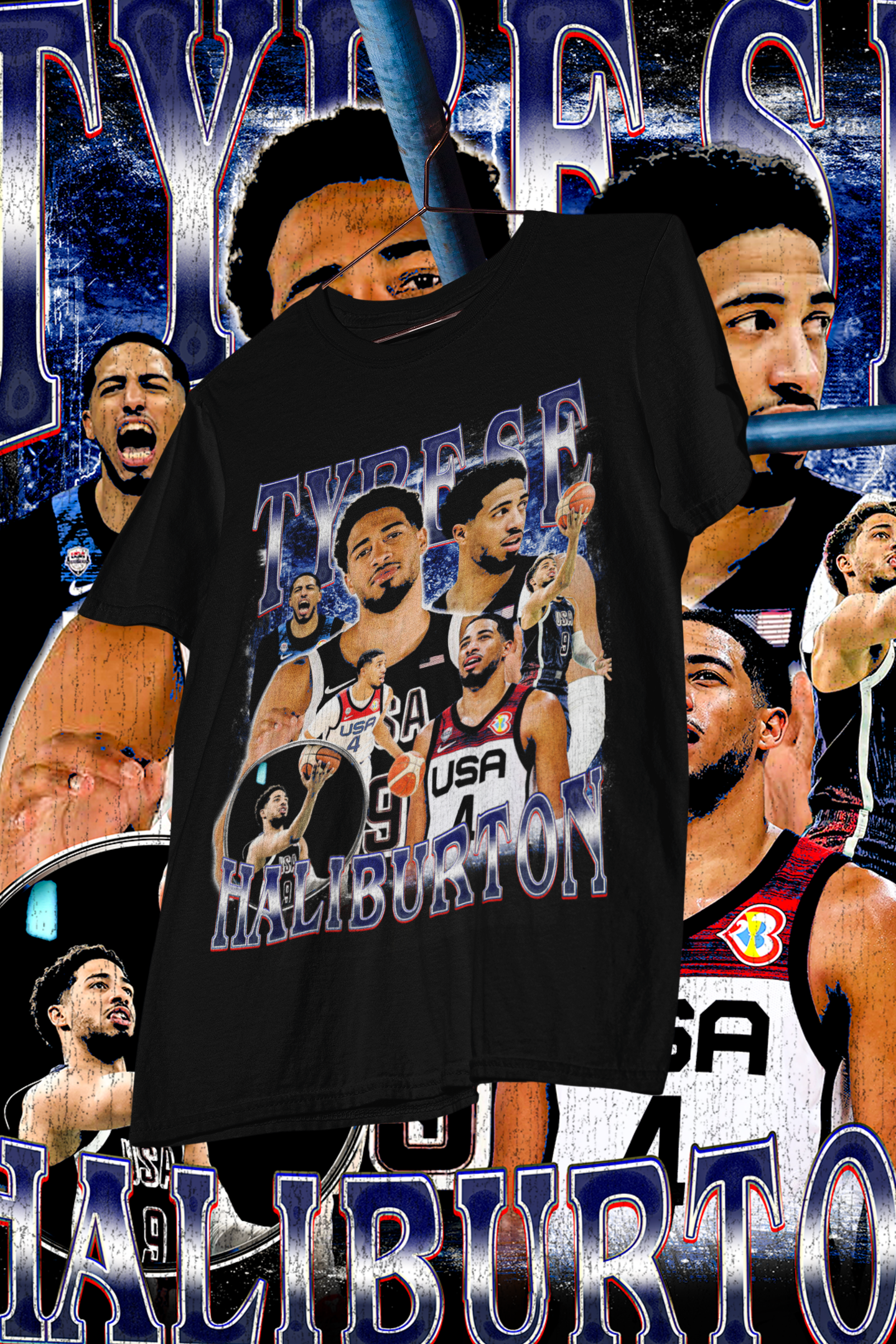 TYRESE HALIBURTON USA- shirt design, Bootleg tees design, ready to print, Printable design basketball, 90s, DTF,DTG,300 DPI