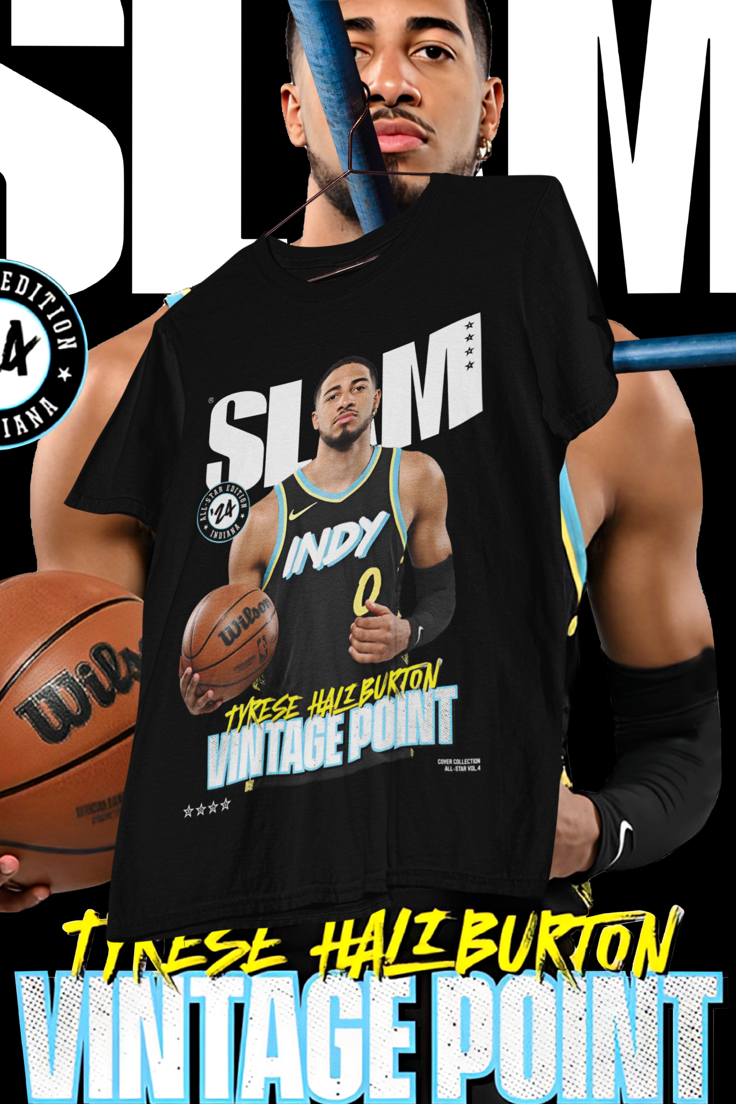 TYRESE HALIBURTON SLAM COVER - shirt design, Bootleg tees design, ready to print, Printable design basketball, 90s, DTF,DTG,300 DPI