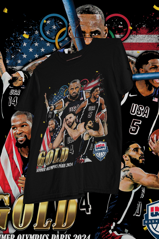 USA GOLD 24 - shirt design, Bootleg tees design, ready to print, Printable design basketball, 90s, DTF,DTG,300 DPI