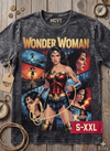 WONDER WOMAN Jumbo Print Acid Washed Vintage 90s Style Heavyweight T-Shirt