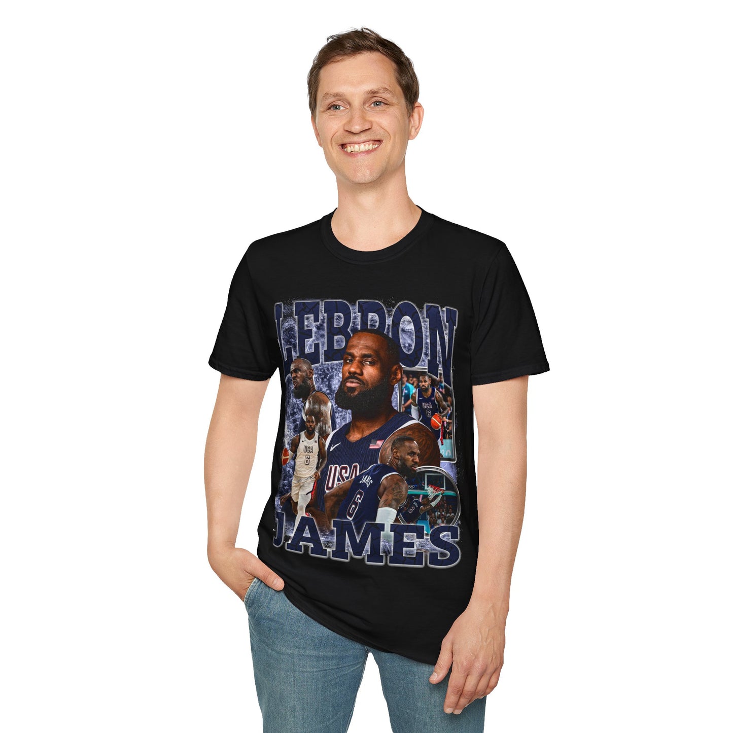 Vintage 90s Basketball Bootleg Style T-Shirt, LEBRON USA Retro Basketball Shirt Unisex Graphic Tee