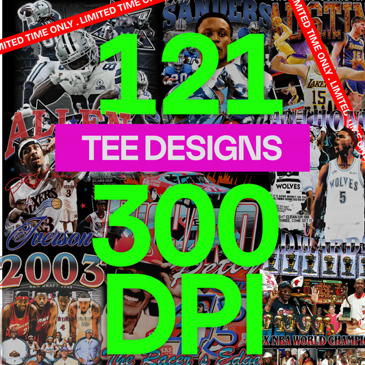 121 T SHIRT DESIGN BUNDLE VINTAGE BOOTLEG 90S STYLE