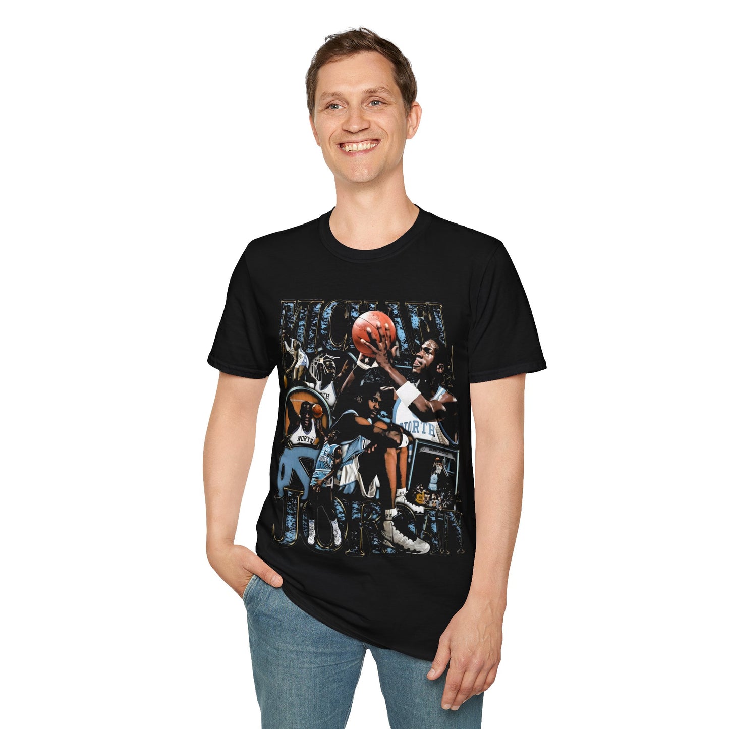 Vintage 90s Basketball Bootleg Style T-Shirt, MICHAEL JORDAN COLLEGE Retro Basketball Shirt Unisex Graphic T SHIRT