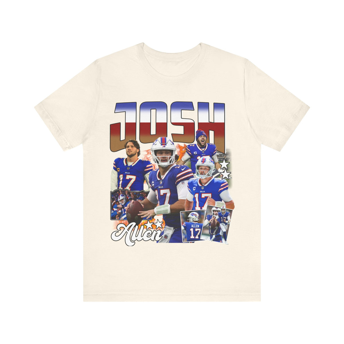 Vintage 90s Football Bootleg Style TShirt JOSH ALLEN 90s Unisex Graphic Tee