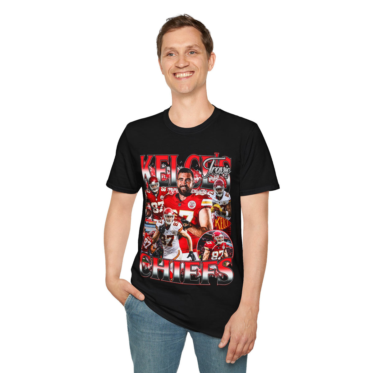 Vintage 90s Football Bootleg Style T-Shirt, TRAVIS KELCE Retro Football Shirt Unisex Graphic Tee Shirt