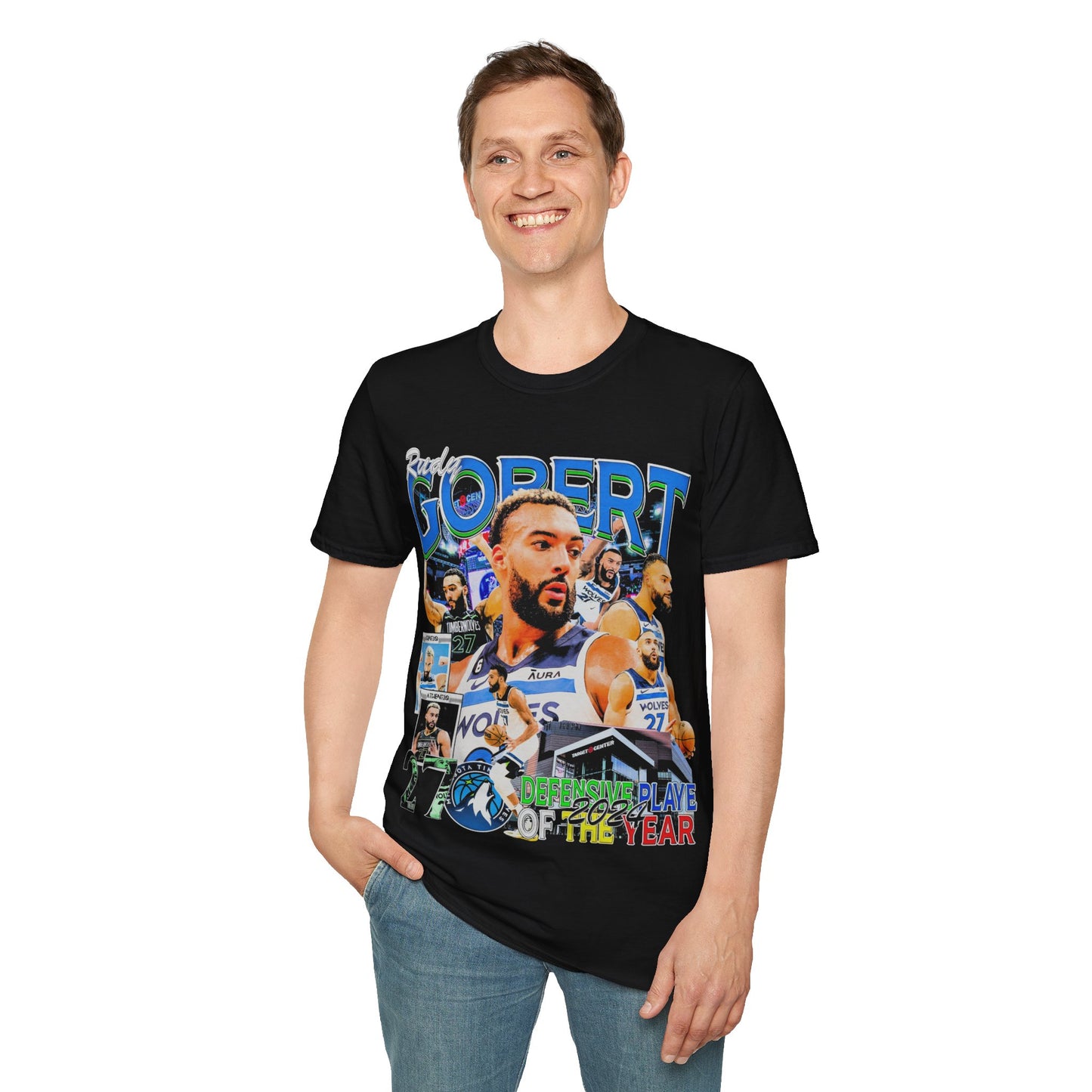 Vintage 90s Basketball Bootleg Style T-Shirt, RUDY GOBERT Retro Basketball Shirt Unisex Graphic Tee
