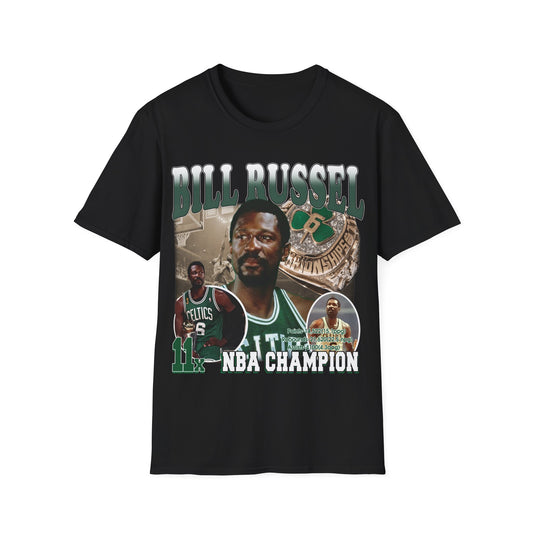 Vintage 90s Basketball Bootleg Style T-Shirt, BILL RUSSELL 11 X CHAMP Graphic Tee, Retro Basketball Shirt Unisex Graphic Tee