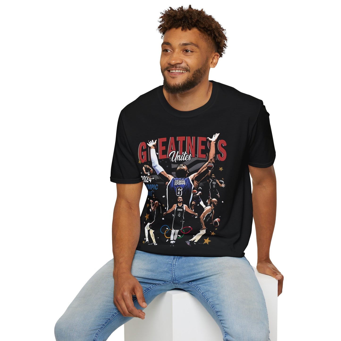 Vintage 90s Basketball Bootleg Style T-Shirt, USA GOLD GREATNESS Retro Basketball Shirt Unisex Graphic Tee