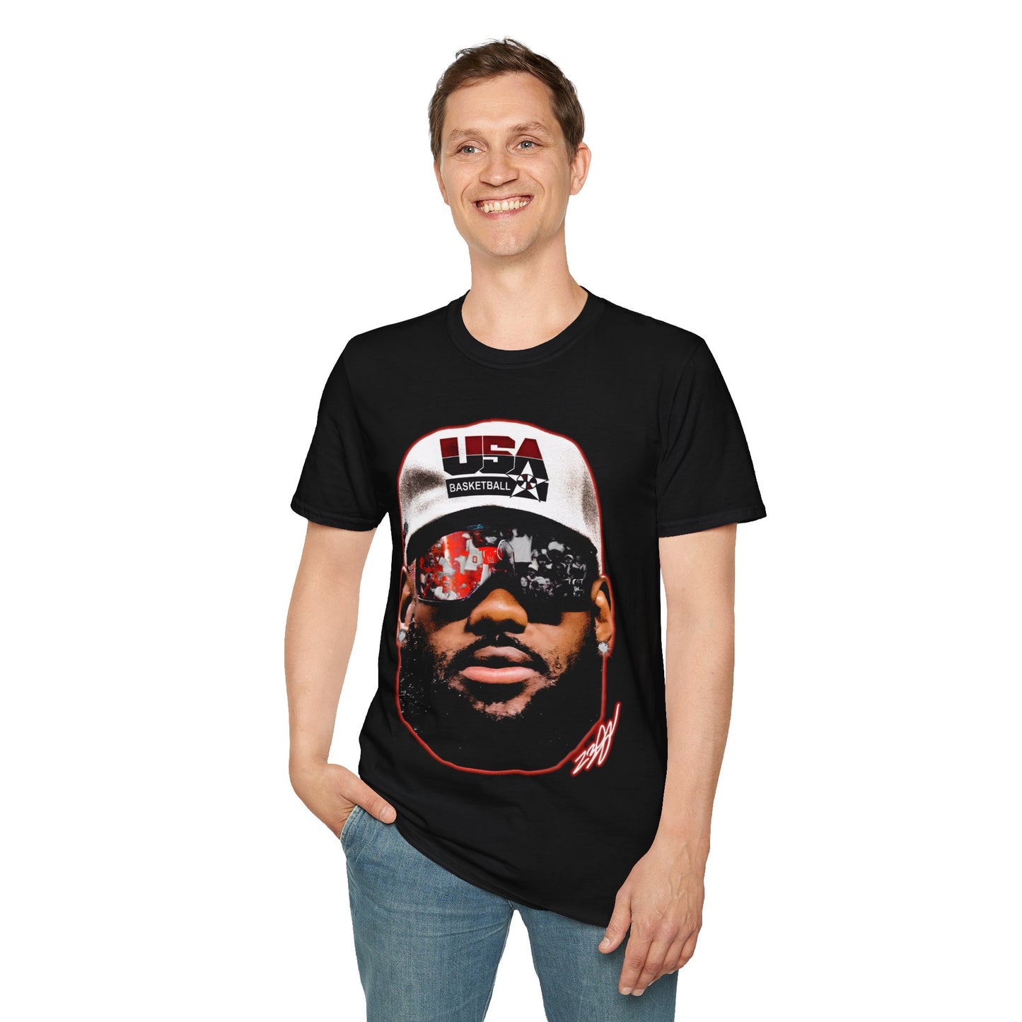 Vintage 90s Basketball Bootleg Style T-Shirt, LEBRON JAMES BIG FACE USA Retro Basketball Shirt Unisex Graphic Tee