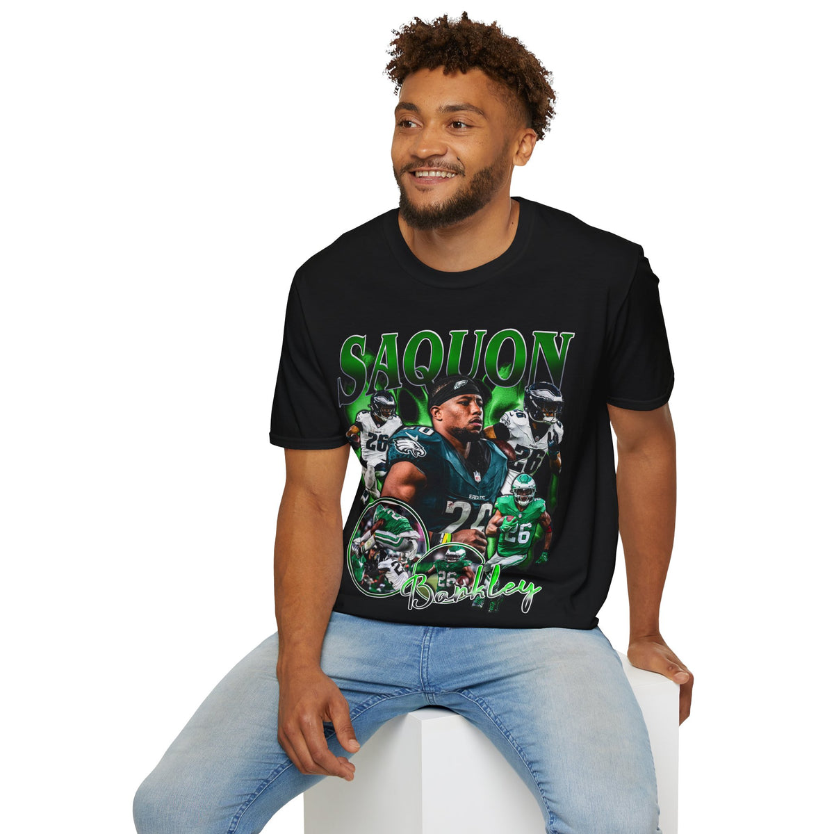 Vintage 90s Football Bootleg Style T-Shirt, SAQUON Vintage Retro Football Shirt Unisex Graphic Tee Shirt
