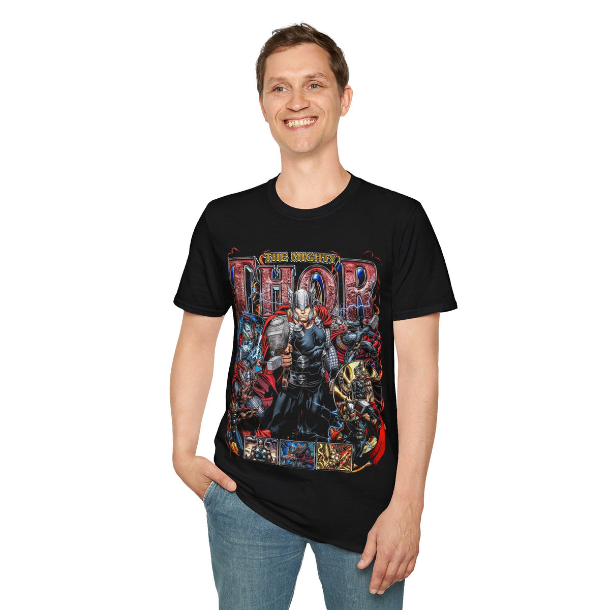 Vintage 90s Superheroes Bootleg Style T-Shirt, THOR Retro Superheroes Shirt Unisex Graphic Tee