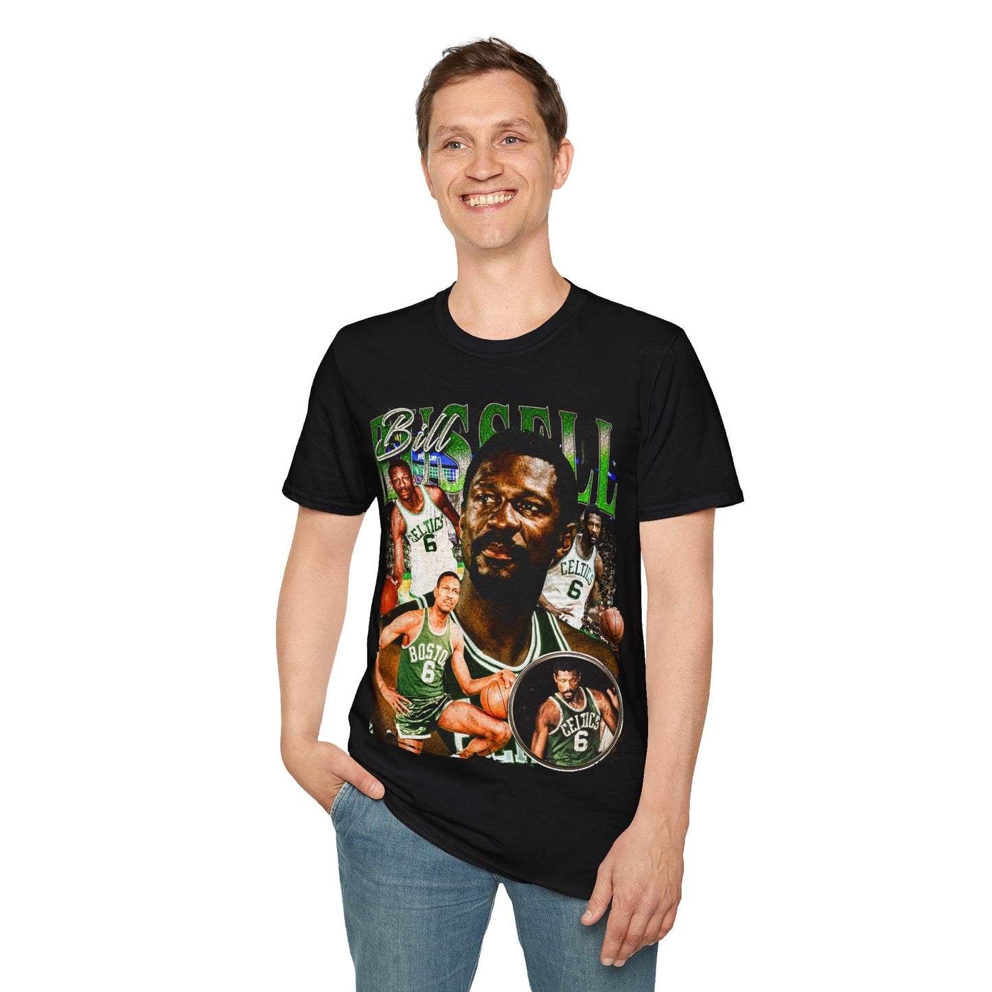 Vintage 90s Basketball Bootleg Style T-Shirt, BILL RUSSELL Retro Basketball Shirt Unisex Graphic Tee