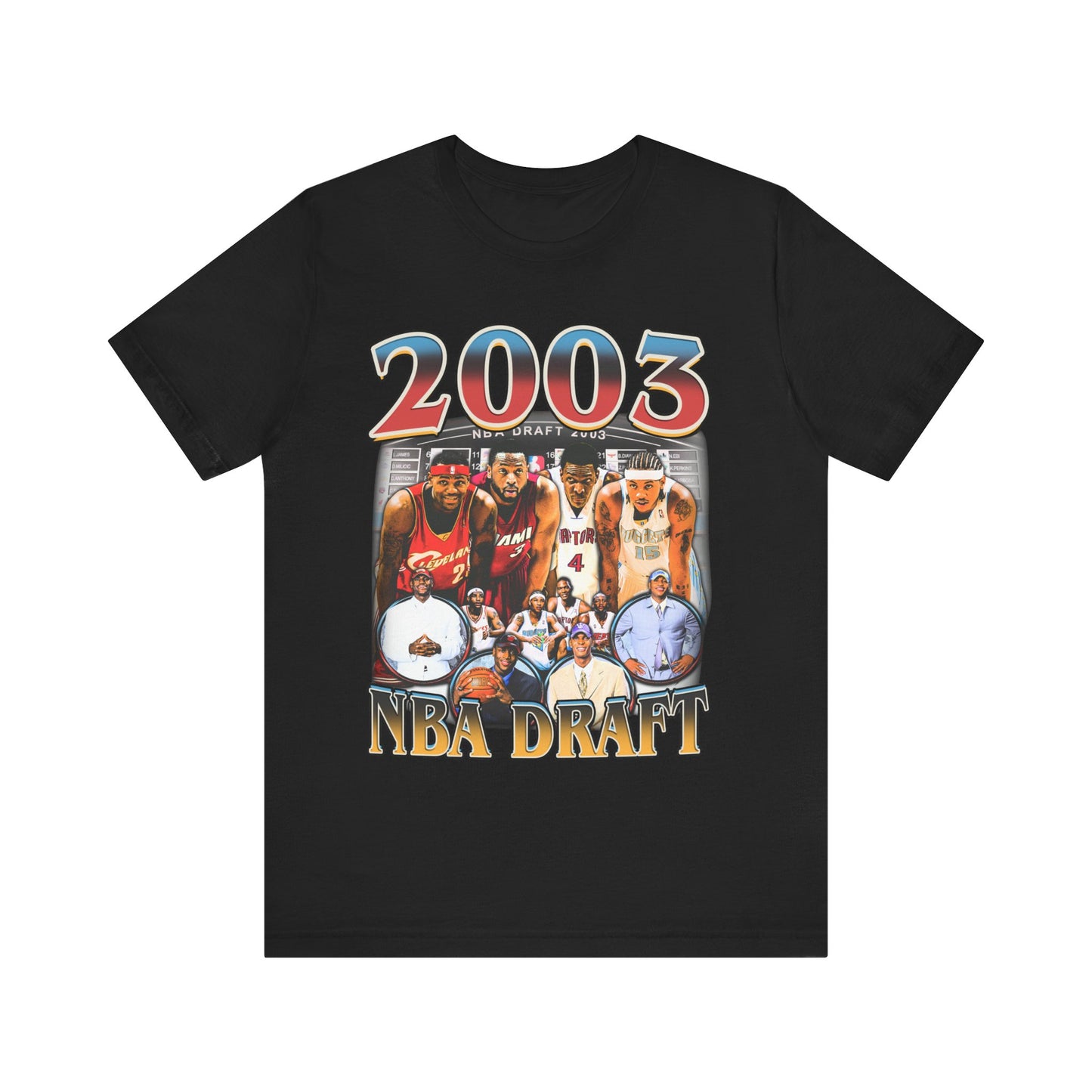 Vintage 90s Basketball Bootleg Style T-Shirt, 2003 DRAFT Unisex Tee Dual Sided