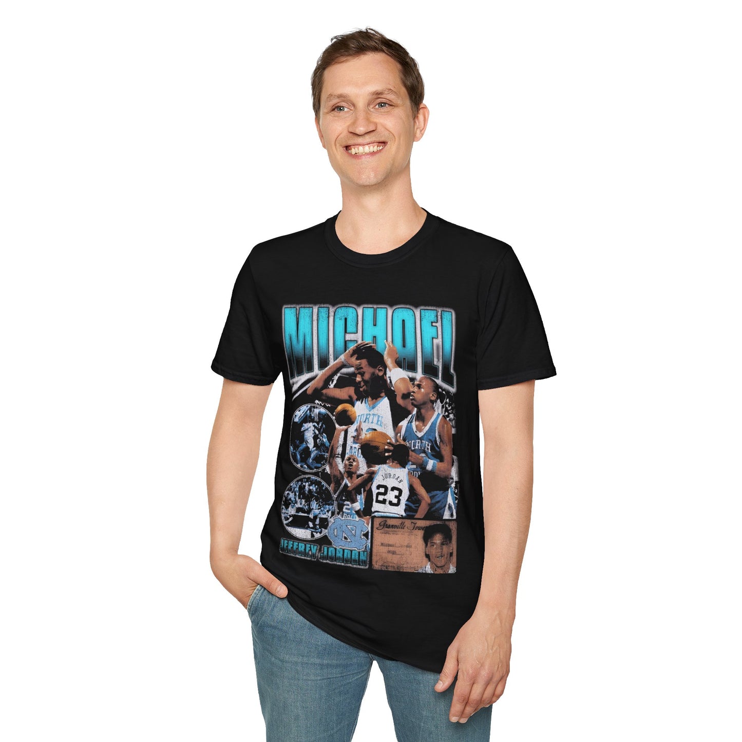 Vintage 90s Basketball Bootleg Style T-Shirt, MICHAEL COLLEGE Retro Basketball Shirt Unisex Graphic Tee