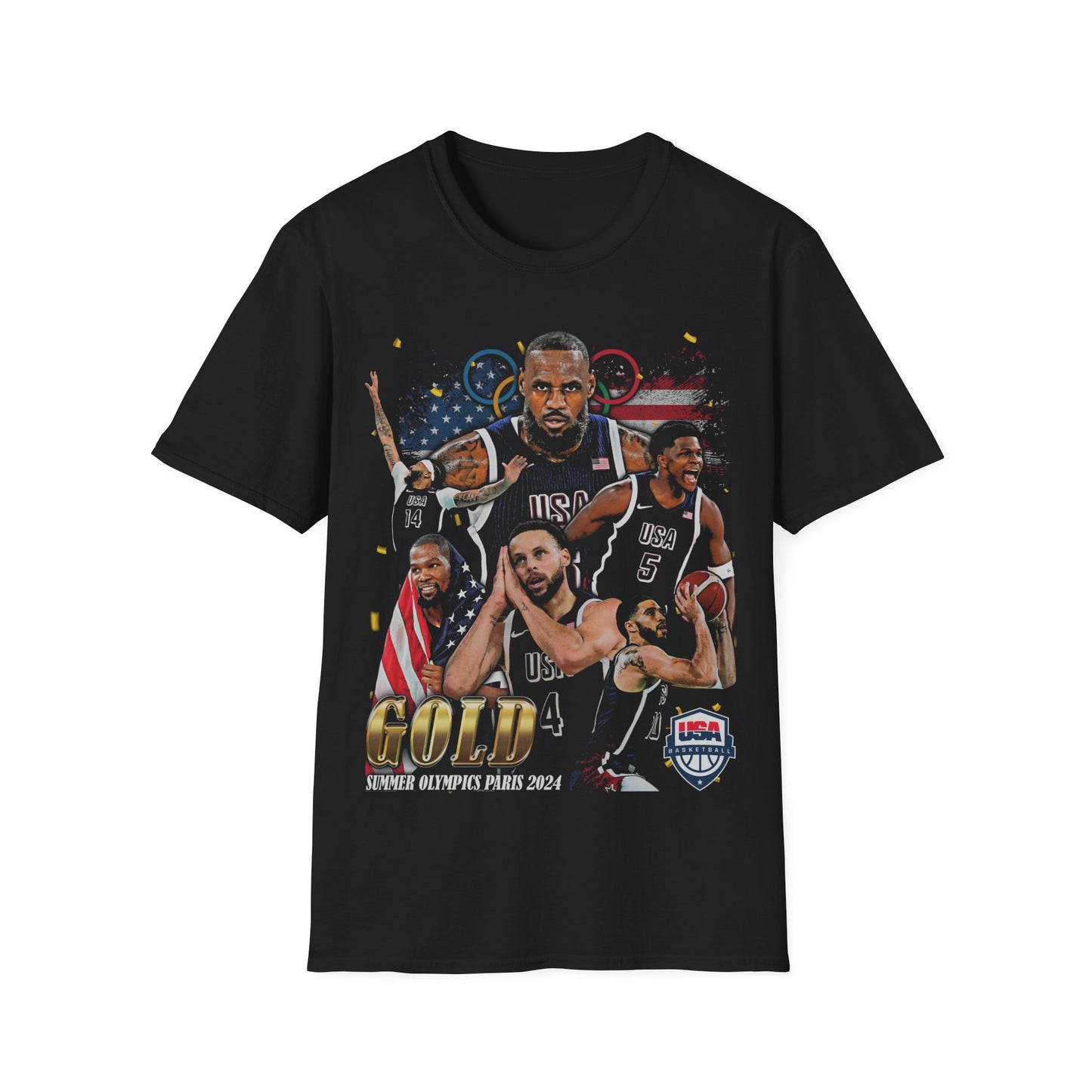 Vintage 90s Basketball Bootleg Style T-Shirt, USA GOLD 2024 PARIS Retro Basketball Shirt Unisex Graphic Tee