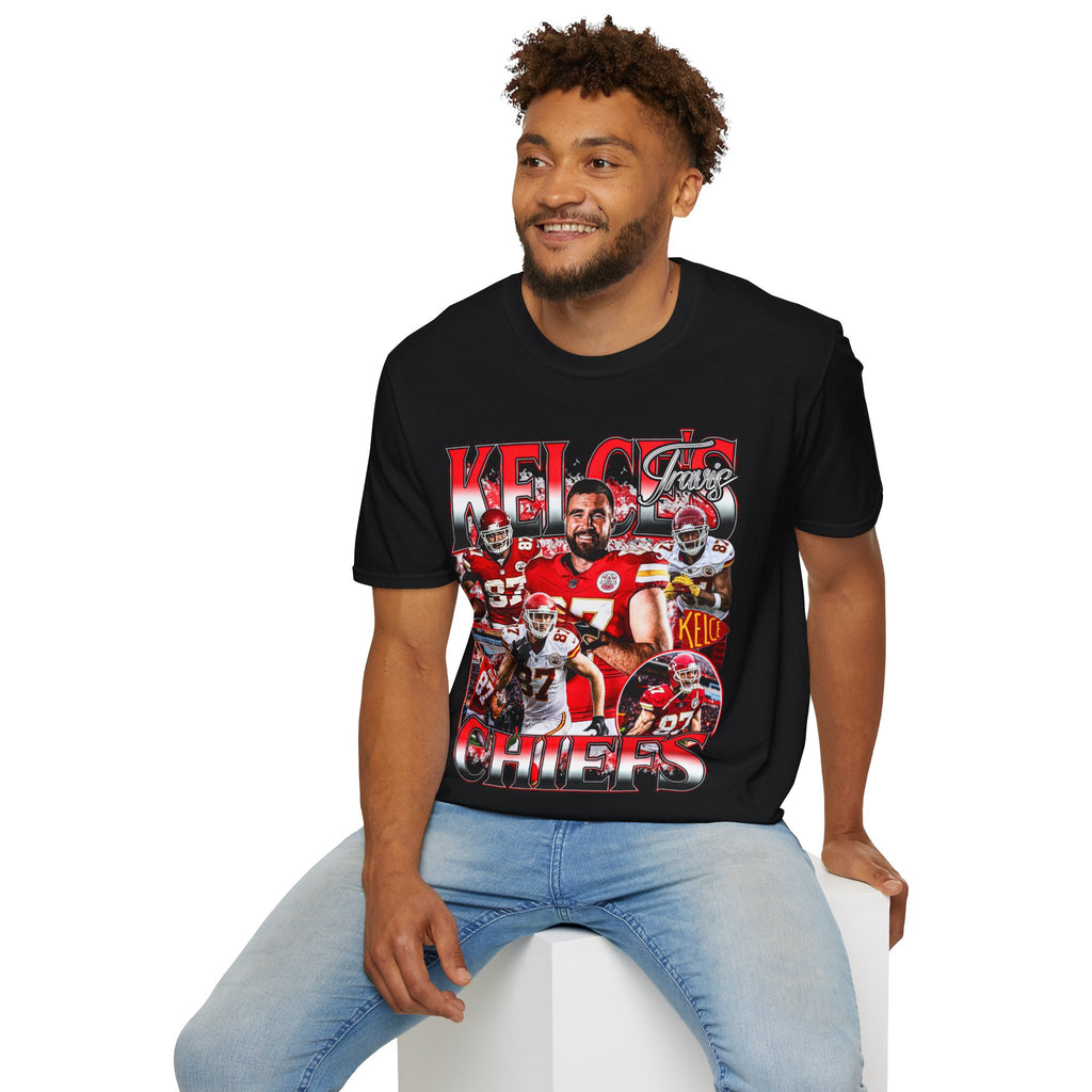Vintage 90s Football Bootleg Style T-Shirt, TRAVIS KELCE Retro Football Shirt Unisex Graphic Tee Shirt