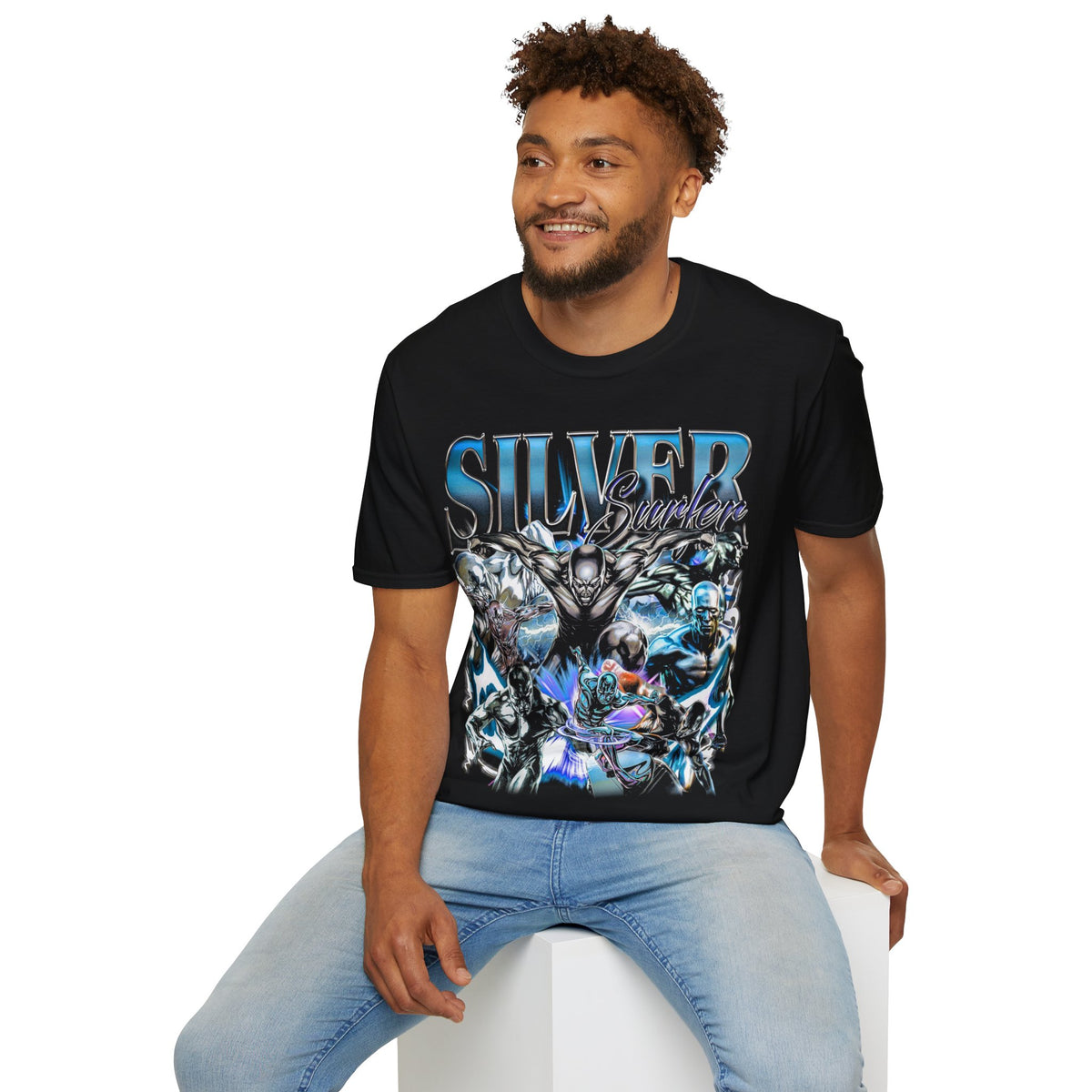 Vintage 90s Superheroes Bootleg Style T-Shirt, SILVER SURFER Retro Superheroes Shirt Unisex Graphic Tee