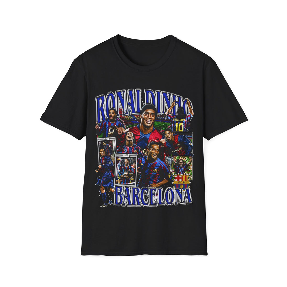 Vintage 90s Soccer Bootleg Style T-Shirt, RONALDOINHO BARCELONA Graphic Tee, Retro Soccer Shirt Unisex Graphic Tee
