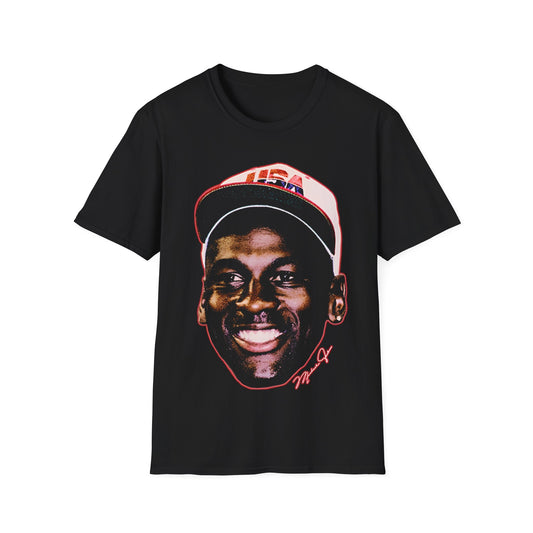 Vintage 90s Basketball Bootleg Style T-Shirt, MICHAEL JORDAN BIG FACE USA Retro Basketball Shirt Unisex Graphic Tee