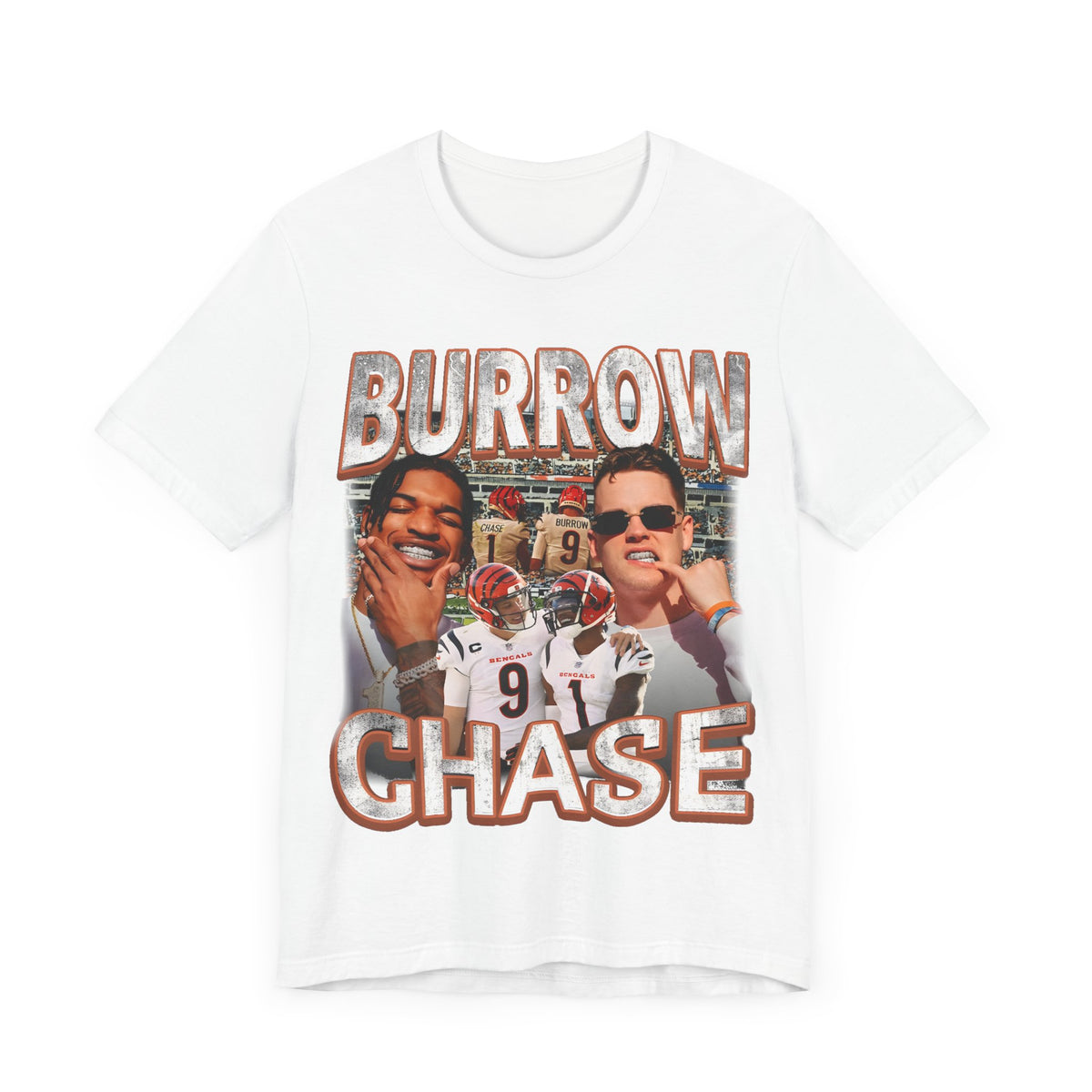 Vintage 90s Football Bootleg Style T-Shirt BURROW CHASE Unisex Graphic Tee Shirt
