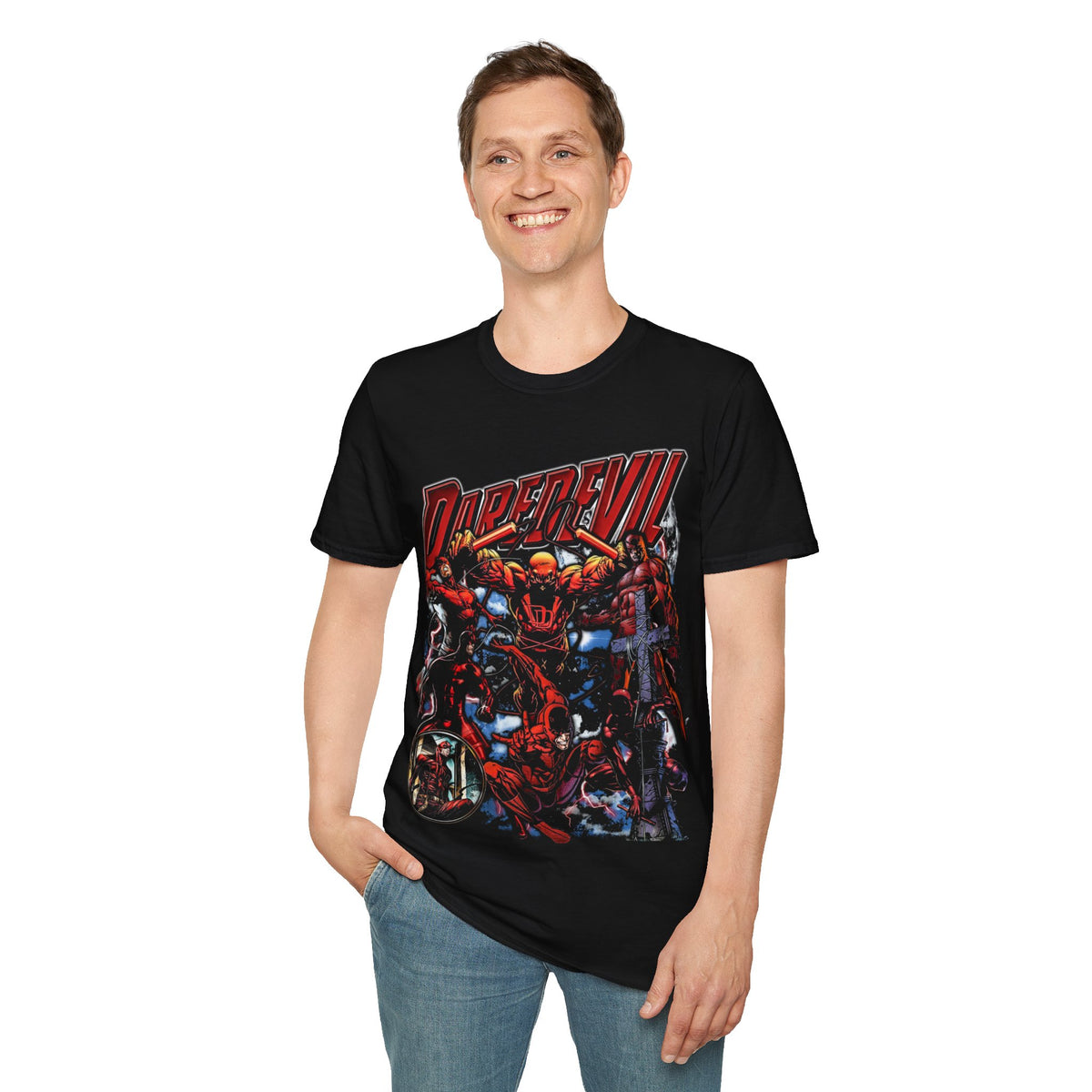 Vintage 90s Superheroes Bootleg Style T-Shirt, DAREDEVIL Retro Superheroes Shirt Unisex Graphic Tee