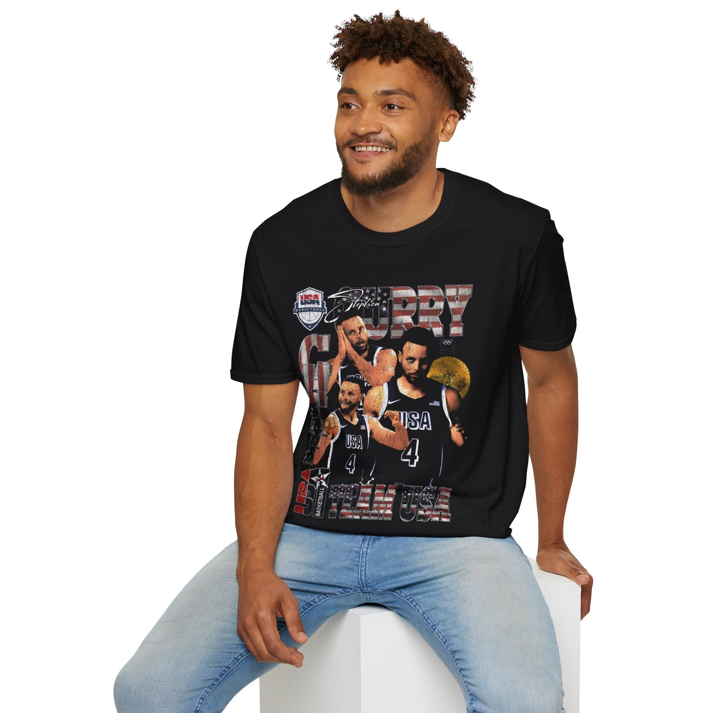 Vintage 90s Basketball Bootleg Style T-Shirt, STEPH CURRY USA 2024 Retro Basketball Shirt Unisex Graphic Tee