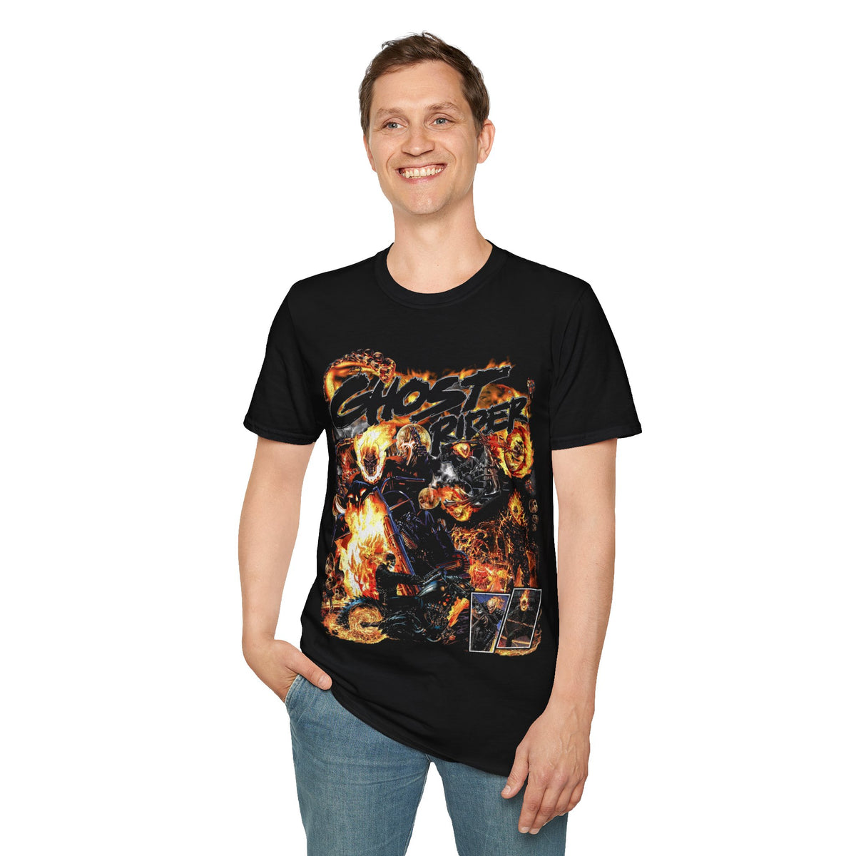 Vintage 90s Superheroes Bootleg Style T-Shirt, GHOST RIDER Retro Superheroes Shirt Unisex Graphic Tee