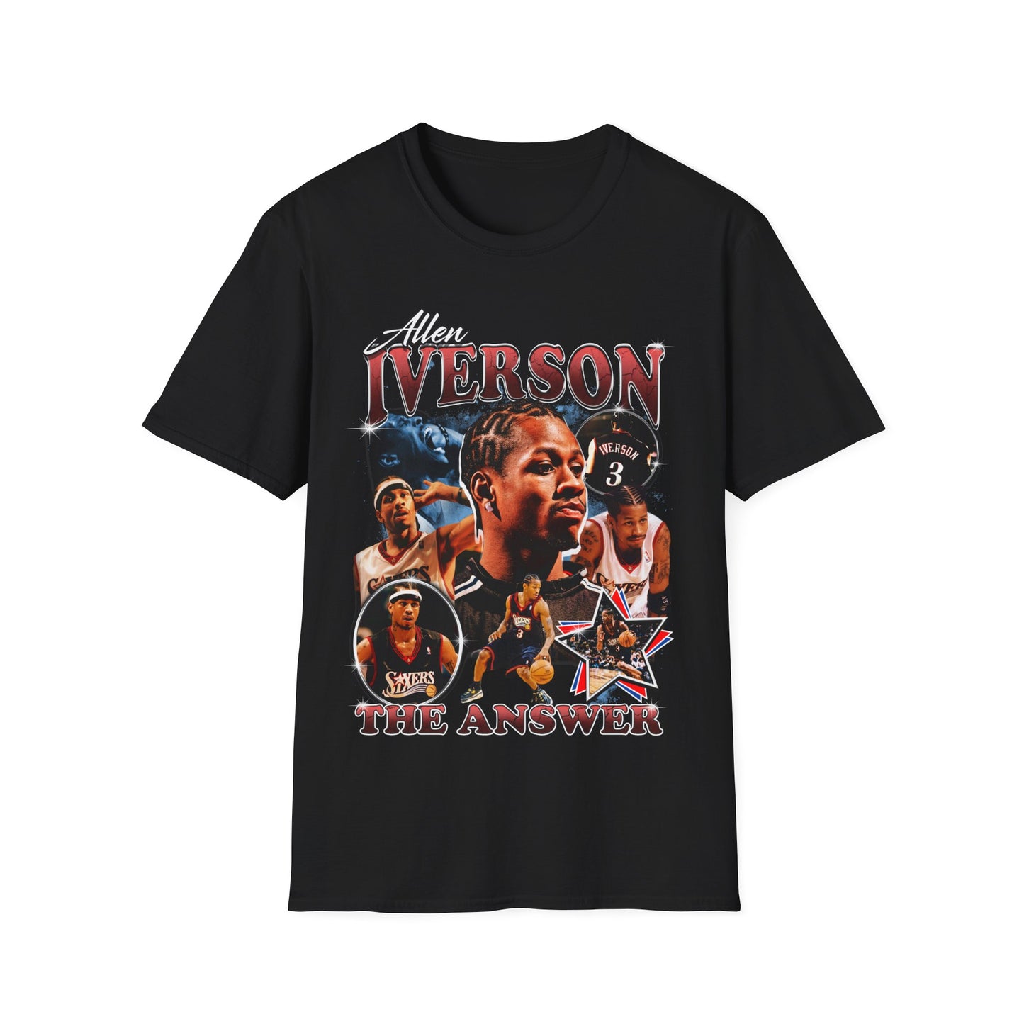 Vintage 90s Basketball Bootleg Style T-Shirt ALLEN THE ANSWER IVERSON Graphic Tee, Retro Basketball Shirt Unisex Graphic Tee
