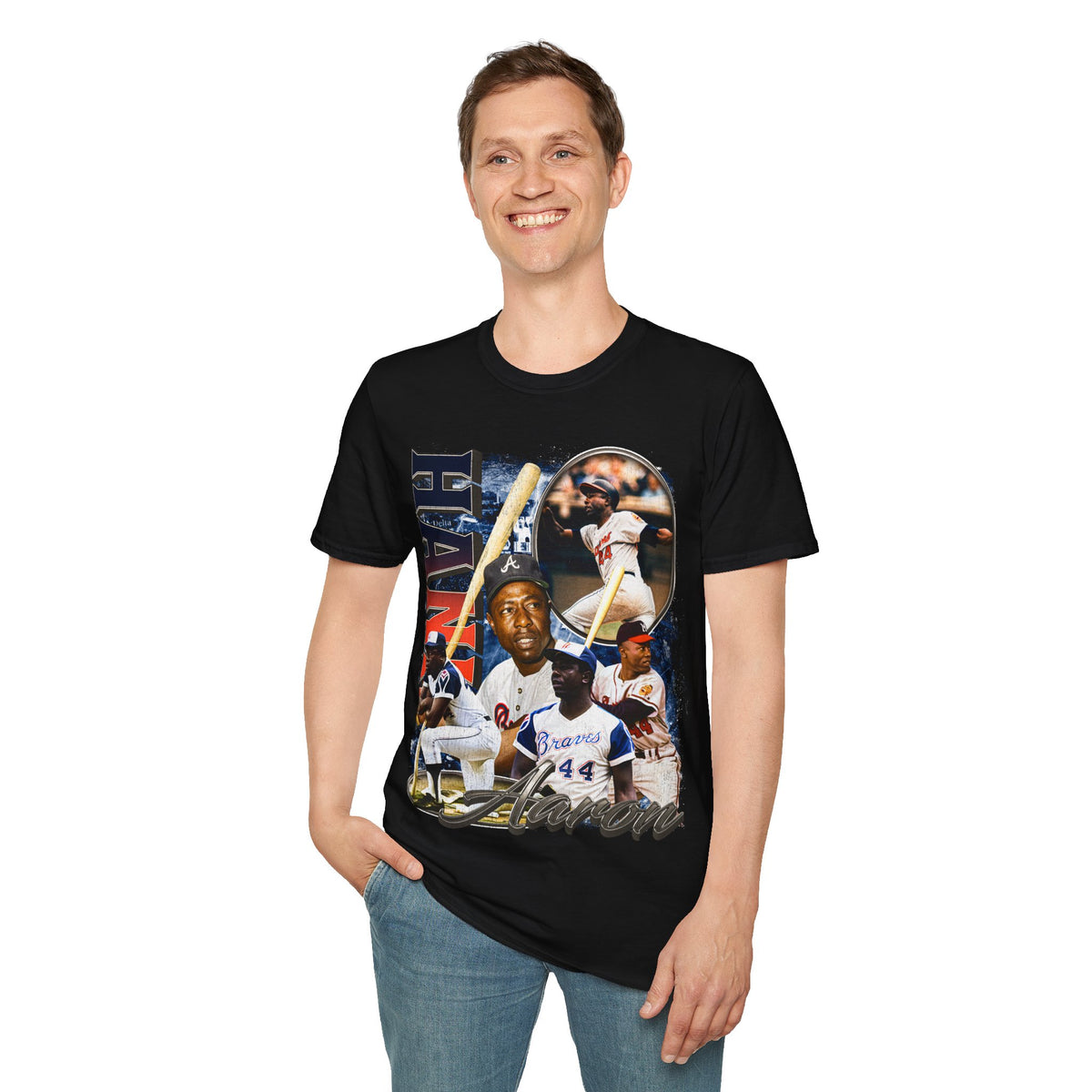 Vintage 90s Baseball Bootleg Style T-Shirt, HANK AARON Retro Baseball Shirt Unisex Graphic Tee